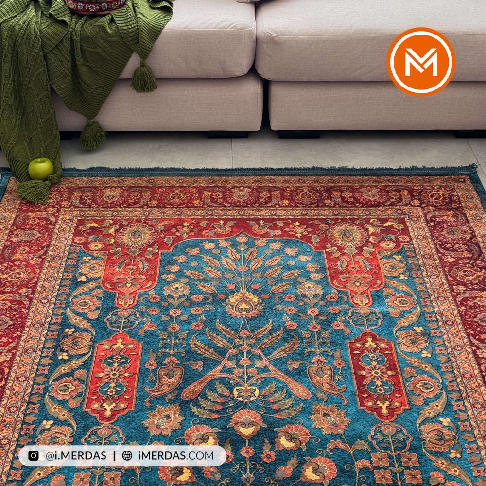 فرش کهنه نما کد 25NH0070 زمینه سبز